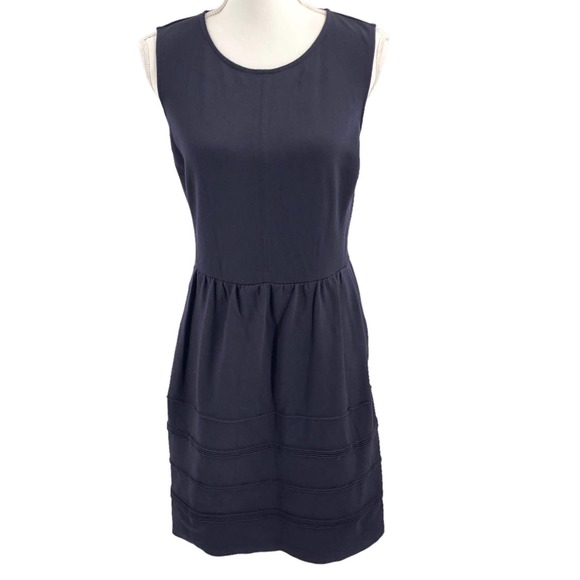 J. Crew Womens Size 6 Ponte Knit Stretch Black Dress Sleeveless Knee Length - Picture 1 of 6